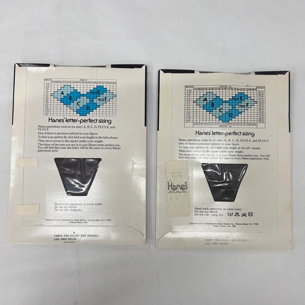 Vintage 1980 Hanes Ultra Sheer Pantyhose 2 Pair Size B Tummy Control Sandalfoot
